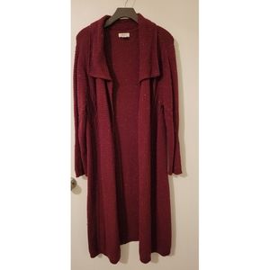 Long, burgundy, sweater cardigan. XL. Style & Co.